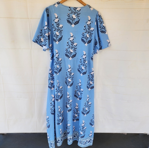 Spartina 449 Floral Blue Maxi Dress Size L - Picture 14 of 15